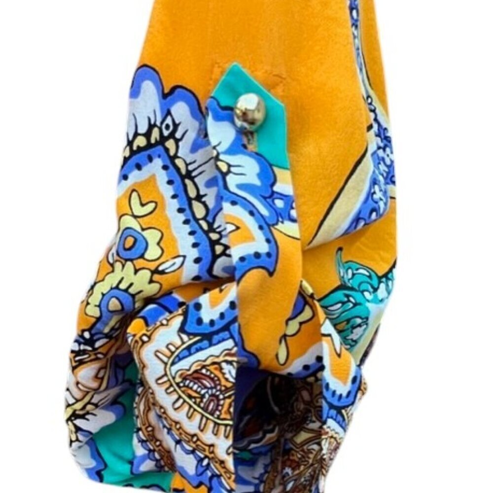Hale Bob Women's Button Down 100% Silk Multi Color Yellow Blouse Paisley Print M - Picture 9 of 16